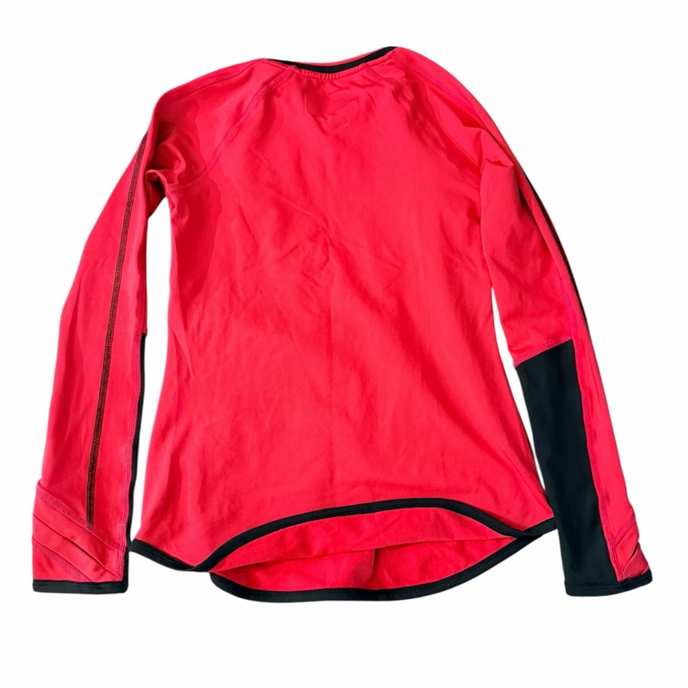 DANZCLUB Fleece-Lined Long Sleeve Athletic Top – Red & Black – Women’s Medium